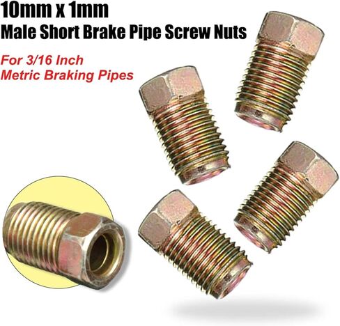 Brass Pipe Fittings Copper Male Brake Pipe Screw Nuts For 3/16 Inch Metric Tubes 10mm x 1mm Pack Of 35 in Kuwait