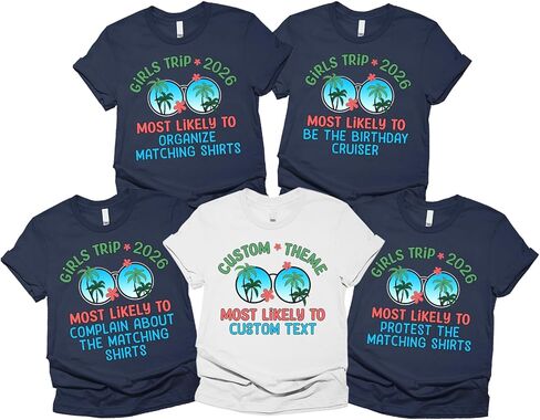 Most Likely to Custom Text T-Shirt Family Cruise Trip Matching Vacation T-Shirts, Cruise Summer Beach Matching Team Tee, Holiday Trip Matching Tshirt, Gift for All Family Members, Coworkers in Saudi Arabia