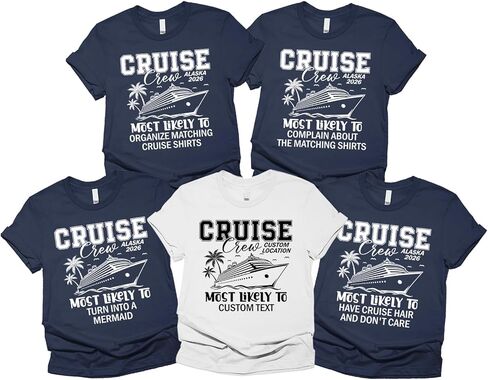 Most Likely to Custom Text T-Shirt Family Cruise Trip Matching Vacation T-Shirts, Cruise Summer Beach Matching Team Tee, Holiday Trip Matching Tshirt, Gift for All Family Members, Coworkers in Saudi Arabia
