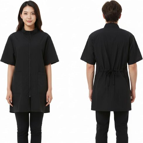 DHXYZZB سترة باربر سموك للرجال والنساء خفيفة الوزن وجيدة التهوية طاردة للشعر لمصففي الشعر المحترفين بسحاب مع جيب in Kuwait