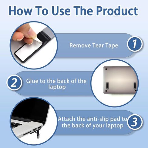 2 قطعة حامل لوحة مفاتيح صغير لسطح المكتب، حامل لوحة مفاتيح محمول للمكتب مع 3 زوايا قابلة للتعديل، رفع كمبيوتر معدني ذاتي اللصق للمكتب، أقدام رفع الكمبيوتر المحمول (أسود) in Kuwait