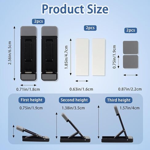 2 قطعة حامل لوحة مفاتيح صغير لسطح المكتب، حامل لوحة مفاتيح محمول للمكتب مع 3 زوايا قابلة للتعديل، رفع كمبيوتر معدني ذاتي اللصق للمكتب، أقدام رفع الكمبيوتر المحمول (أسود) in Kuwait
