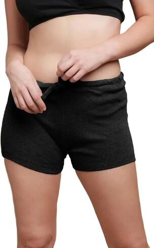 Cottonique Women's Hypoallergenic Drawstring Boxer Shorts Made from 100% Organic Cotton (2/Pack | Colored) (as1, Numeric, Numeric_5, Regular, Regular, Melange Grey, 8, Relaxed) in Saudi Arabia