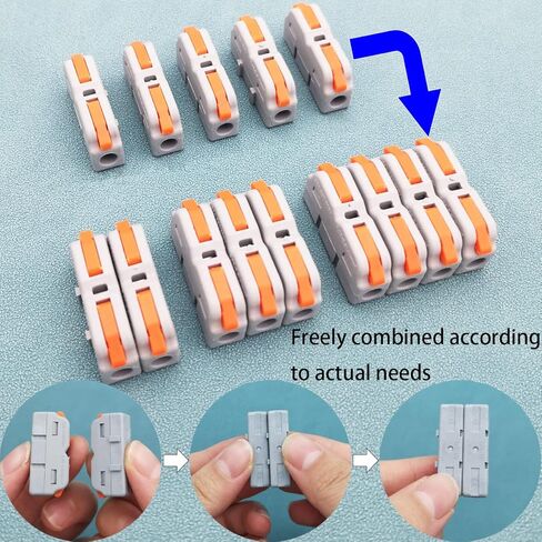 موصلات الأسلاك، موصل صامولة رافعة SPL-1M، 25 قطعة من الموصلات الكهربائية الصغيرة، موصل زنبركي سريع من نوع الربط (مجموعة مجانية) in Kuwait