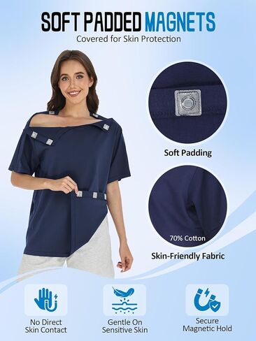 Magnetic Post Surgery Shirt: One-Handed Adaptive Tear Away for Shoulder Surgery, Mastectomy & Dialysis Recovery in Saudi Arabia