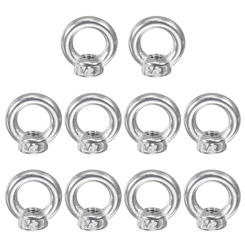 10-Pack M6 Lifting Eye Nut, 304 Stainless Steel Metric Ring Shape Lifting Eye Threaded Nut Fastener for Hanging Lamp Chandelier/Swing [Silver Tone] in Saudi Arabia