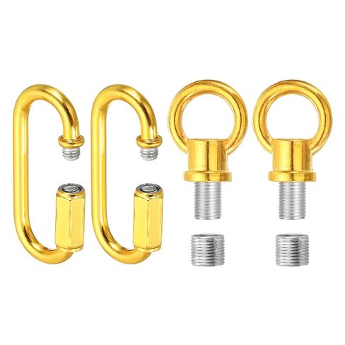 PATIKIL M10 Fine Thread Lamp Female Loop Holder with M12 Adapter Chain Quick Link, Lifting Eye Nut Hook Ring Structural Support to Chandelier, 132 lbs Load Light Gold Pack of 2 in Saudi Arabia