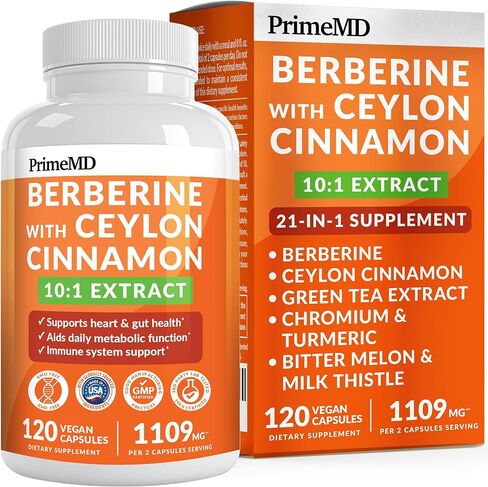 21-in-1 Berberine Supplement with Ceylon Cinnamon with Chromium, Bitter Melon and Green Tea Extract and Black Pepper Extract 5X for Energy & Metabolism Support with 5279 mg (120 ct, Pack of 1) in Saudi Arabia