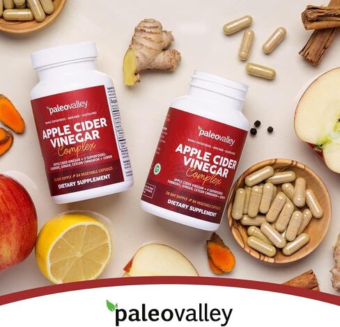 مجمع خل التفاح من Paleovalley مع الأطعمة الفائقة - الكركم والزنجبيل والقرفة السيلانية والليمون - 84 كبسولة نباتية in Saudi Arabia