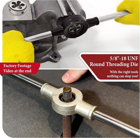 مجموعة الصنبور والقالب 5/8"-18 UNF، ماكينة خيط ممتدة باليد اليمنى HSS، أداة لولبة 5/8-18 للصلب والألومنيوم والمعادن المتعددة in Kuwait