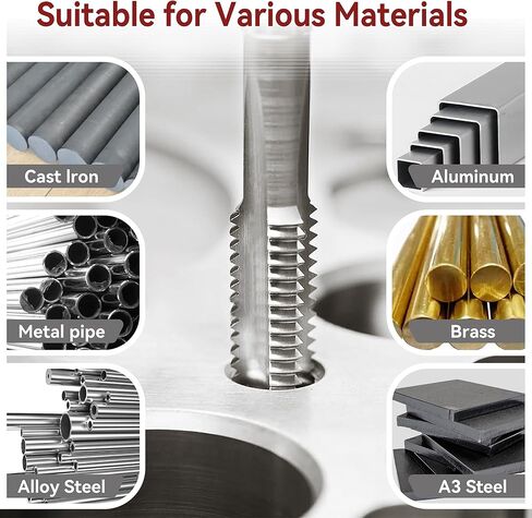 مجموعة الصنبور والقالب 5/8"-18 UNF، ماكينة خيط ممتدة باليد اليمنى HSS، أداة لولبة 5/8-18 للصلب والألومنيوم والمعادن المتعددة in Kuwait