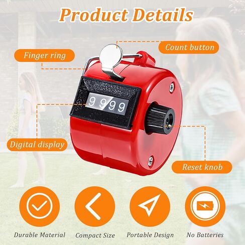 18 Pack Handheld Clicker Counter, 4 Digit Mechanical Tally Counter with Metal Ring, Assorted 9 Colors for Counting, Coaching, Knitting, Sports, Golf & People Counting in Kuwait