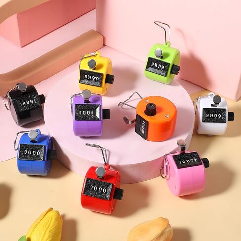 18 Pack Handheld Clicker Counter, 4 Digit Mechanical Tally Counter with Metal Ring, Assorted 9 Colors for Counting, Coaching, Knitting, Sports, Golf & People Counting in Kuwait