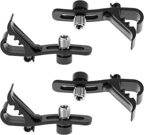 QWORK Shockproof Drum Microphone Clips, 4pcs Adjustable Mic Securing Clamp Mounts for Studio Drum Recording in Saudi Arabia
