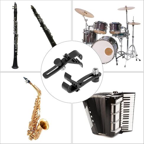 QWORK Shockproof Drum Microphone Clips, 4pcs Adjustable Mic Securing Clamp Mounts for Studio Drum Recording in Saudi Arabia