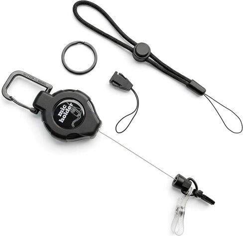 Retractable CB Mic Holder - Stainless Steel Cable Lanyard with Tactical Carabiner, Multi-Scenario Mount (Truck Cab/Keys/Belt) ，Heavy Duty Retractable Keychain Clip, ID Clip in Kuwait