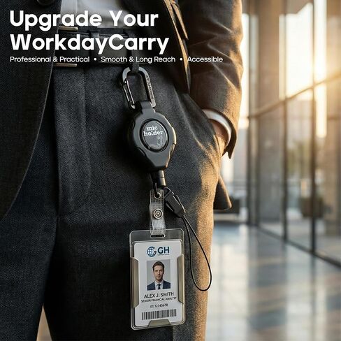 Retractable CB Mic Holder - Stainless Steel Cable Lanyard with Tactical Carabiner, Multi-Scenario Mount (Truck Cab/Keys/Belt) ，Heavy Duty Retractable Keychain Clip, ID Clip in Kuwait