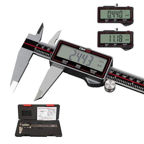 فرجار رقمي لاسلكي من GemRed 0-6 بوصة/150 مم مع نقل البيانات إلى Excel/الهاتف/الكمبيوتر الشخصي، أداة قياس فرجار من الفولاذ المقاوم للصدأ مع إيقاف تلقائي، شاشة LCD كبيرة بوصة/مم للطباعة اليدوية/المنزلية/ثلاثية الأبعاد in Kuwait