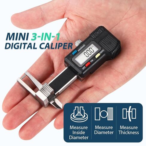 Mini Digital Caliper 3-in-1 Digital Caliper 0-25mm, Stainless Steel Precision Measurement Tool with LCD Display, Unit Conversion, Storage Case, Extra Battery in Kuwait