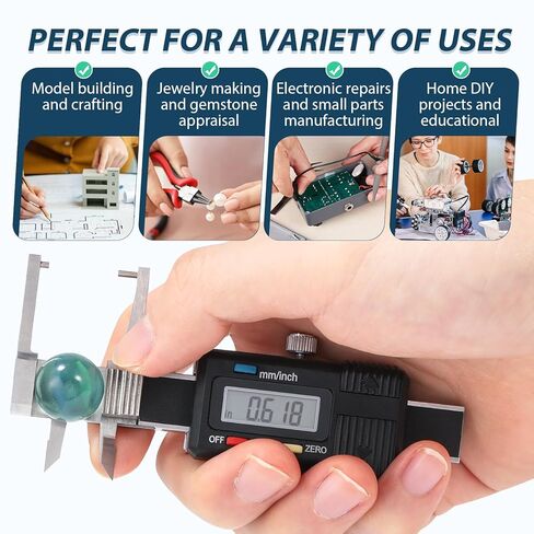Mini Digital Caliper 3-in-1 Digital Caliper 0-25mm, Stainless Steel Precision Measurement Tool with LCD Display, Unit Conversion, Storage Case, Extra Battery in Kuwait