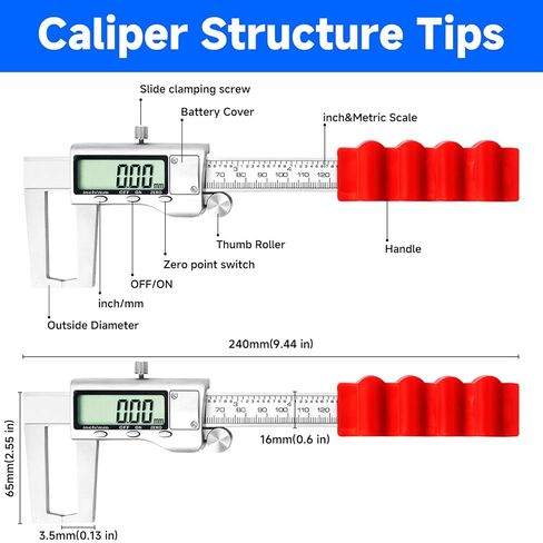 Digital Outside Groove Caliper, Disc Brake Rotor Micrometer, Digital Vernier Calipers Measuring Tool for Disc Brake, Brake Measuring Tool wtih Caliper- Inch/Metric Conversion (2 Inch/50mm) in Kuwait