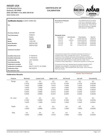 INSIZE 1108-150CAL Electronic Caliper with ISO17025 Calibration Certificate, 0-6" in Saudi Arabia