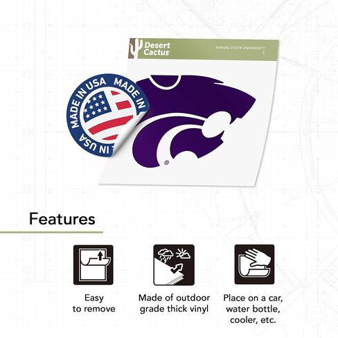 ملصق جامعة ولاية كانساس الصحراوي والصبار القطط البرية K-State EMAW ملصق حائط من الفينيل‏ للكمبيوتر المحمول وزجاجة مياه وقصاصات السيارة (IND 1) in Kuwait