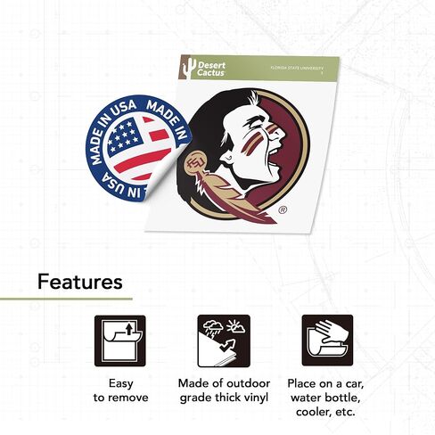 ملصق جامعة ولاية فلوريدا صبار الصحراء سيمينول FSU ملصق حائط من الفينيل‏ للكمبيوتر المحمول زجاجة مياه سجل قصاصات السيارة (IND 1) in Kuwait