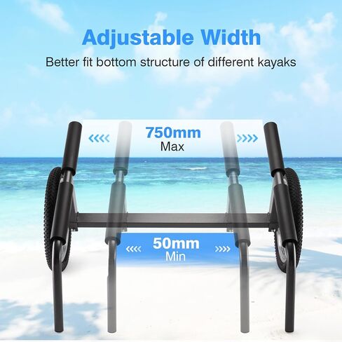 Kayak Beach Cart, SUP Cart,Width Adjustable Universal Canoe Dolly Heavy Duty Kayak Trolley with 16" Wheels, Sturdy 300 LBS Weight Capacity in Kuwait