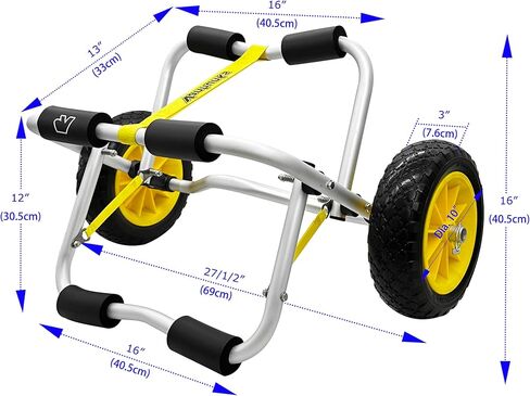 عربة Vanhunks Kayak Cart دوللي عجلات عربة كاياك قابلة للطي مع إطارات بدون هواء مقاس 10 بوصة لنقل الزورق الناقل SUP Paddleboard in Saudi Arabia