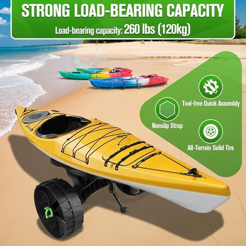 Kayak Cart, Kayak Dolly Cart with Puncture Free Wheels Kayak and Canoe Roller Cart - Kayak Trolley cart with Adjustable Straps in Kuwait