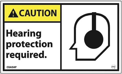 Caution Hearing Protection Required Label, Pk5, Mfr: CGA5AP-A in Saudi Arabia