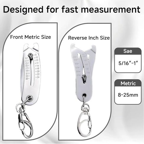 4PCS Portable Precise Thread Checker Keychain – Portable Thread Checker Tool with Two Vernier Calipers, Quick Bolt Measuring Tool for Screws and Nuts, Tools Bolt Size Finder for Thread Identification in Saudi Arabia