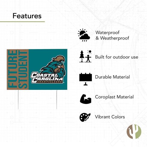 Desert Cactus Coastal Carolina University Chanticleers 12x18" New Student Celebration Yard Sign Outdoor Lawn Display with Stakes (Grad Sign 4) in Saudi Arabia