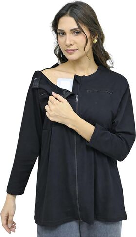 Inspired Comforts Women’s Chemo IV Port Zip Access Shirt – Front Zipper, Shoulder Fasteners, Full Sleeves in Saudi Arabia