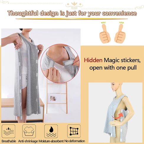 Women Summer Tear Away Vest,Post Surgery Magic Stickers Shirts,Paralyzed Bedridden Patient Clothing in Kuwait