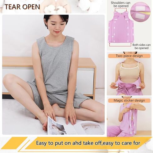 Women Summer Tear Away Vest,Post Surgery Magic Stickers Shirts,Paralyzed Bedridden Patient Clothing in Kuwait