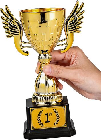 1st Place Gold Plastic Trophy with Detachable Sticker - Winged Design Award for Sports Competitions, Tournaments, Party Prizes & School Events in Saudi Arabia