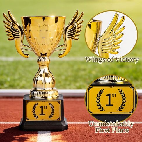 1st Place Gold Plastic Trophy with Detachable Sticker - Winged Design Award for Sports Competitions, Tournaments, Party Prizes & School Events in Saudi Arabia