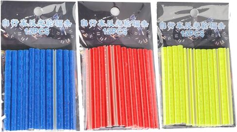 36 قطعة من عاكسات ركوب الدراجات، عاكسات بقضبان عجلة الدراجة باللون الأحمر والأصفر والأزرق، أغطية عاكسة للضوء للدراجة العالمية، أغطية أضواء تحذيرية سهلة التركيب تناسب جميع عجلات الدراجة القياسية in Kuwait