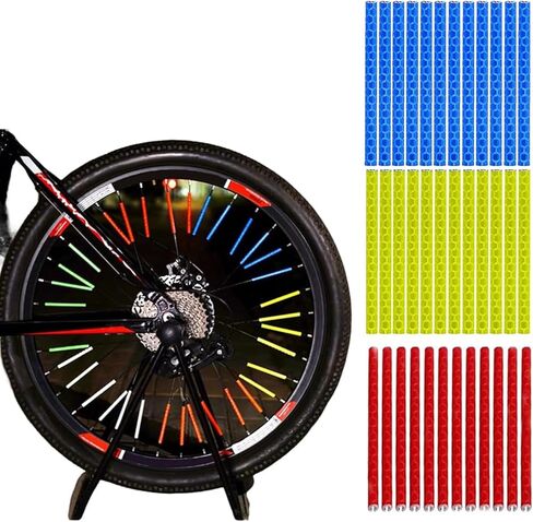 36 قطعة من عاكسات ركوب الدراجات، عاكسات بقضبان عجلة الدراجة باللون الأحمر والأصفر والأزرق، أغطية عاكسة للضوء للدراجة العالمية، أغطية أضواء تحذيرية سهلة التركيب تناسب جميع عجلات الدراجة القياسية in Kuwait