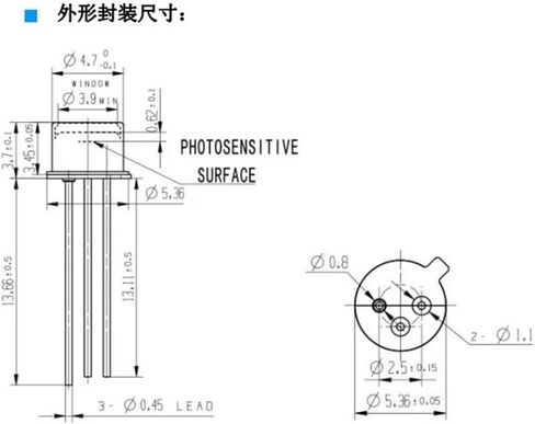 Ingaas Sensor Pin Photodiode Detector, photosensitive Surface, 800-1700nm, 1.0mm, 1mm, 5Pcs in Saudi Arabia