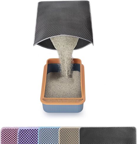 Cat Litter Mats-Extra Large 47''x36'' Litter Trapping Mat for Cat-XXL Litter box Matt for Floor-2 Layer Catcher Rug for Pet kitty Litterbox-Waterproof Urine Proof,Non-Slip in Saudi Arabia
