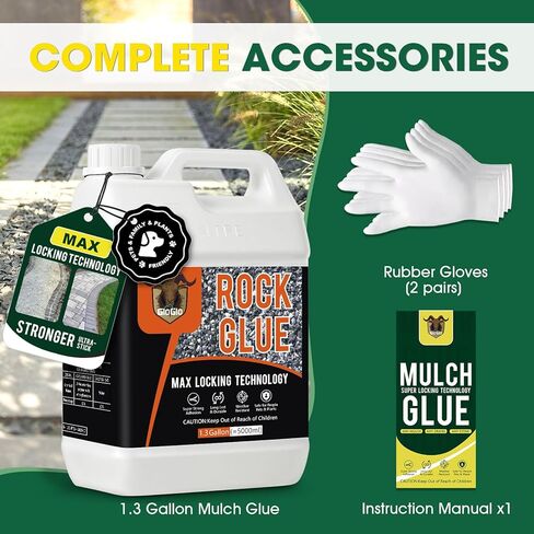 GloGlo 166OZ Ready to Use Rock Glue for Landscaping,No Dilution Needed Mulch Glue Strong Pea Gravel Binder Stone Adhesive for Walkways, Yards, Patios, Mulch Lock Pea Gravel Stabilizer in Saudi Arabia
