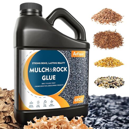 Arflair Mulch Glue 68oz – Outdoor Rock Glue for Gravel, Stone, Bark, Pebbles, Pine Straw & Rubber Mulch, with Unprocessed Acrylic Resins for Use in Landscaping and Garden Construction in Saudi Arabia