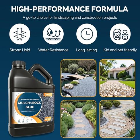 Arflair Mulch Glue 68oz – Outdoor Rock Glue for Gravel, Stone, Bark, Pebbles, Pine Straw & Rubber Mulch, with Unprocessed Acrylic Resins for Use in Landscaping and Garden Construction in Saudi Arabia
