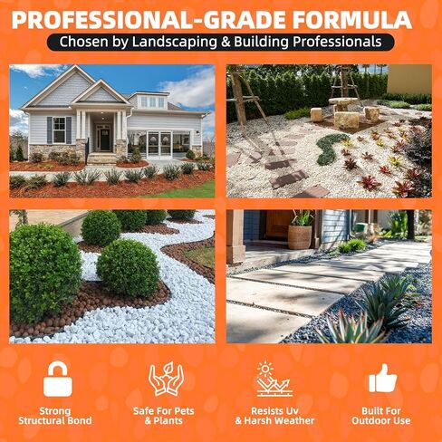 غراء المهاد والغراء الصخري للمناظر الطبيعية، غلاف مناسب لجميع الأحوال الجوية، 28.2 أونصة، أقصى قوة للقبضة، سريع الجفاف، عقد طويل الأمد للحدائق والمناطق الخارجية in Kuwait