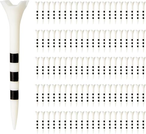 Amazon Basics Golf Tees with Height Marker System- Recycled Plastic Tees with 4-Prong Head - Golf Course Accessories - White - 100 Pack in Kuwait