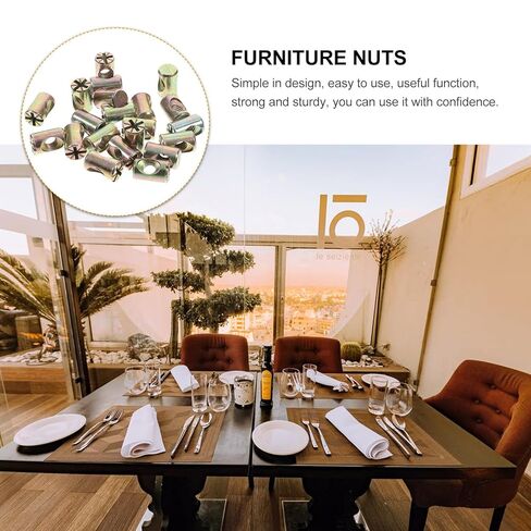 Luxshiny 20pcs Cross Dowel Slotted Barrel Nuts Furniture Hardware Replacement Kit Zinc Alloy Connecting Accessories for Beds Cribs Tables Chairs in Kuwait