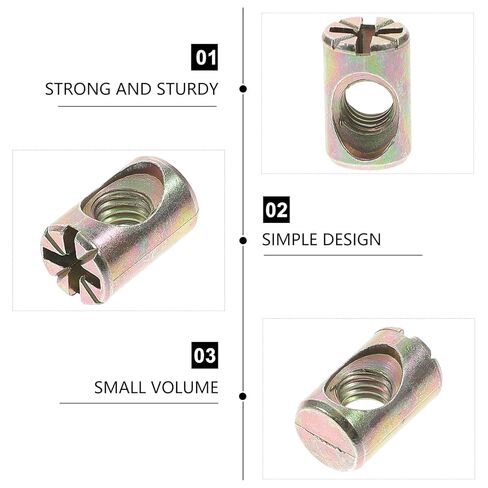 Luxshiny 20pcs Cross Dowel Slotted Barrel Nuts Furniture Hardware Replacement Kit Zinc Alloy Connecting Accessories for Beds Cribs Tables Chairs in Kuwait